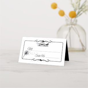 Cartão De Mesa Casamento de Cavalo Elegante e Buggy
