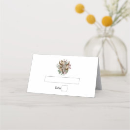 Cartão De Mesa Casamento de caveira de vovó de boho