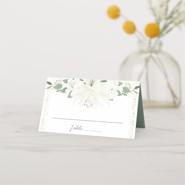 Cartão De Mesa Casamento de Charm Green Wildflower Elegante (Frente)