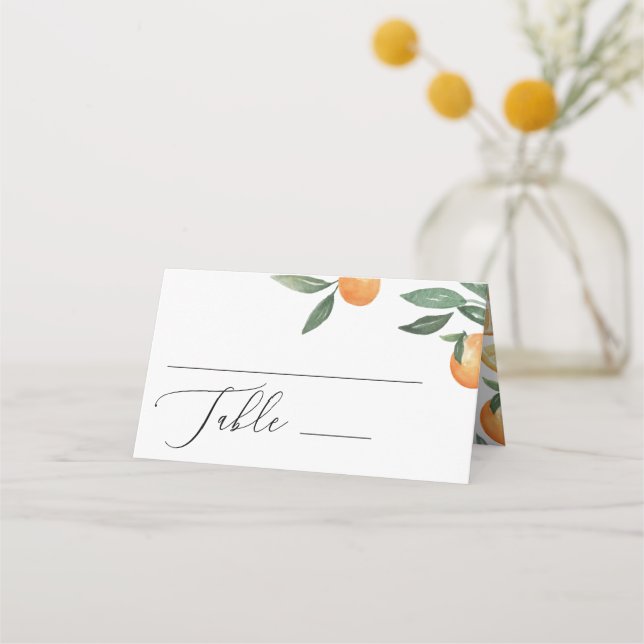 Cartão De Mesa Casamento de citros de aquarela. Jardim floral de  (Frente)