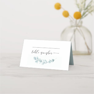 Cartão De Mesa Casamento de cor aquática minimalista