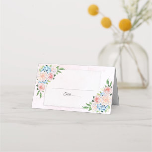 Cartão De Mesa Casamento de Cor de Água com Hipodrangea Floral Ro