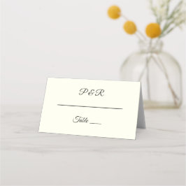 Cartão De Mesa Casamento de Cor de Marfim Simples Estilizado em R