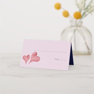 Cartão De Mesa Casamento de Coração de Aquarela