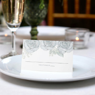 Cartão De Mesa Casamento de Derrame Azul Rosa Floral Elegante Aqu
