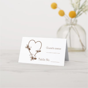 Cartão De Mesa Casamento De Design De Coração E Borboletas De Cho