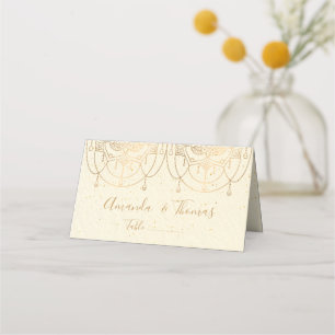 Cartão De Mesa Casamento de Design Tradicional Indiano Elegante