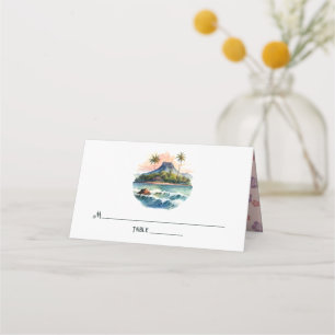 Cartão De Mesa Casamento de Destino de Watercolor Hawaii