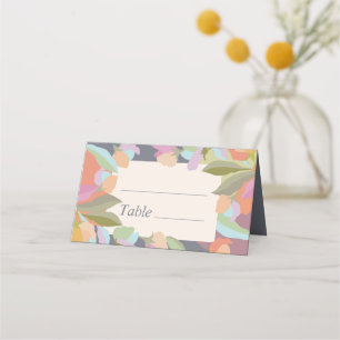 Cartão De Mesa Casamento de Elegância Floral Calorosa Colorida Bo