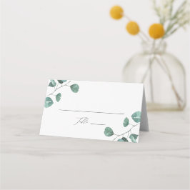 Cartão De Mesa Casamento de Eucalipto com Aquarela Moderna