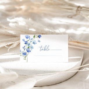 Cartão De Mesa Casamento de Feijão Azul Elegante