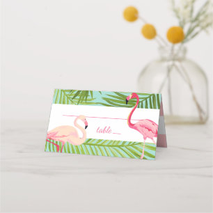 Cartão De Mesa Casamento de Flamingo Rosa Tropical