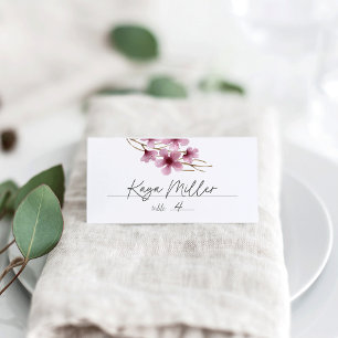 Cartão De Mesa Casamento de Flor de Cereja com Aquicultura