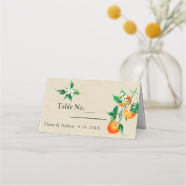 Cartão De Mesa Casamento de Flor Laranja