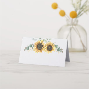 Cartão De Mesa Casamento de Flor Solar com Eucalyptus Floral