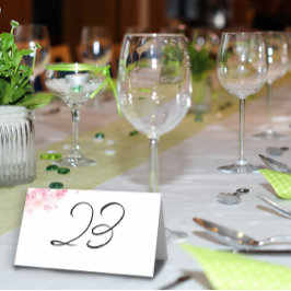 Cartão De Mesa Casamento de flores de aquarela rosa 