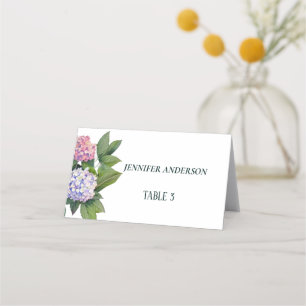 Cartão De Mesa Casamento de Flores de Hydrangea Branca Minimalist