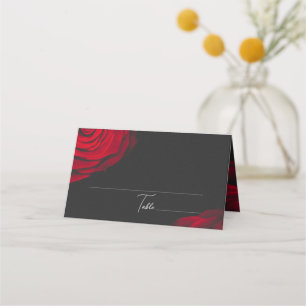 Cartão De Mesa Casamento de flores de pétalas com rosa vermelha d