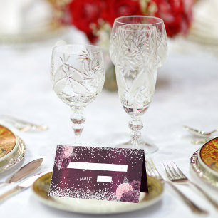 Cartão De Mesa Casamento de flores prateadas da ruiva