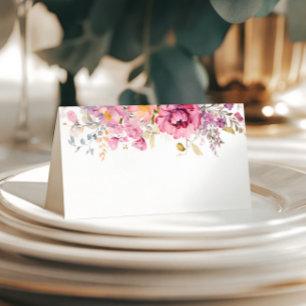 Cartão De Mesa Casamento de Flores Roxas