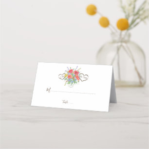 Cartão De Mesa Casamento de Flores Selvagens Rustic Watercolor