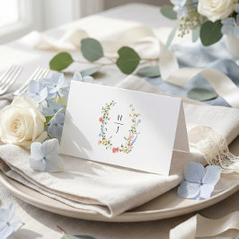 Cartão De Mesa Casamento de Flores Silvestres Colorido e Elegante