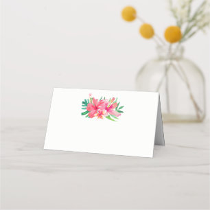 Cartão De Mesa Casamento de Flores Tropicais Hibiscus Plumeria