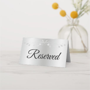 Cartão De Mesa Casamento de Flourish Elegante Gradiente de Prata