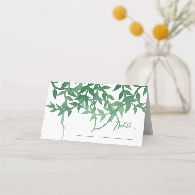 Cartão De Mesa Casamento de Folhas Botânicas Rusticas (Frente)