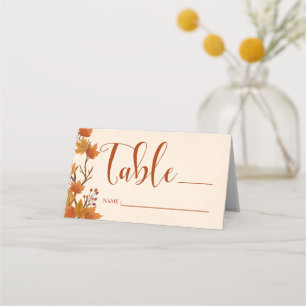 Cartão De Mesa Casamento de Folhas de Bordo de Outono Elegante