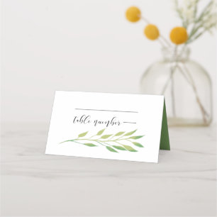 Cartão De Mesa Casamento de folhas verdes aquáticas