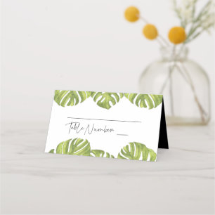 Cartão De Mesa Casamento de folhas verdes tropicais