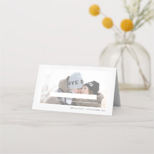 Cartão De Mesa Casamento de Foto do Vellum Modern Faux