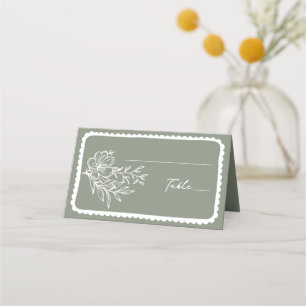 Cartão De Mesa Casamento de Frame de Desenho de Mão Floral