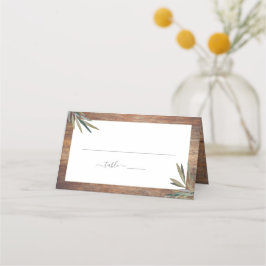 Cartão De Mesa Casamento De Herbívoros De Madeira Botânica Rústic