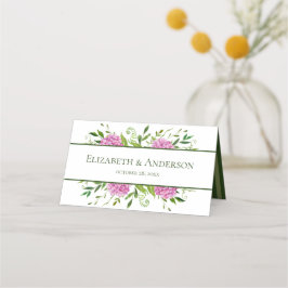 Cartão De Mesa Casamento de Hortênsias Rosa