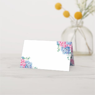 Cartão De Mesa Casamento de Hydrangea Azul e PInk