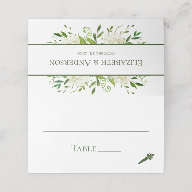 Cartão De Mesa Casamento de Hydrangeas White (Exterior/Desdobrado)