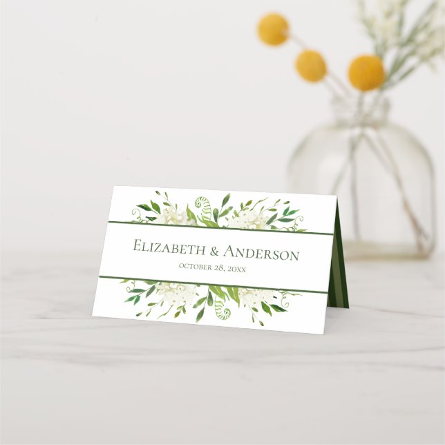 Cartão De Mesa Casamento de Hydrangeas White (Verso)