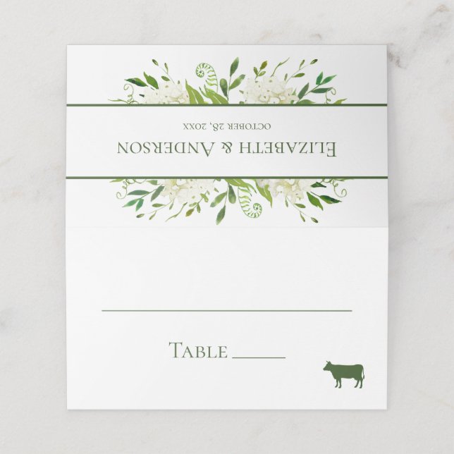 Cartão De Mesa Casamento de Hydrangeas White (Exterior/Desdobrado)