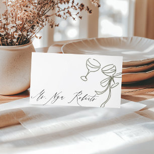 Cartão De Mesa Casamento de Ilustração de Cheers Verde-Oliva