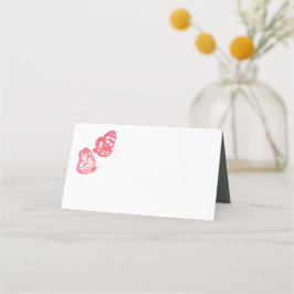 Cartão De Mesa Casamento de Jardim de Borboleta Floral Coral Rosa