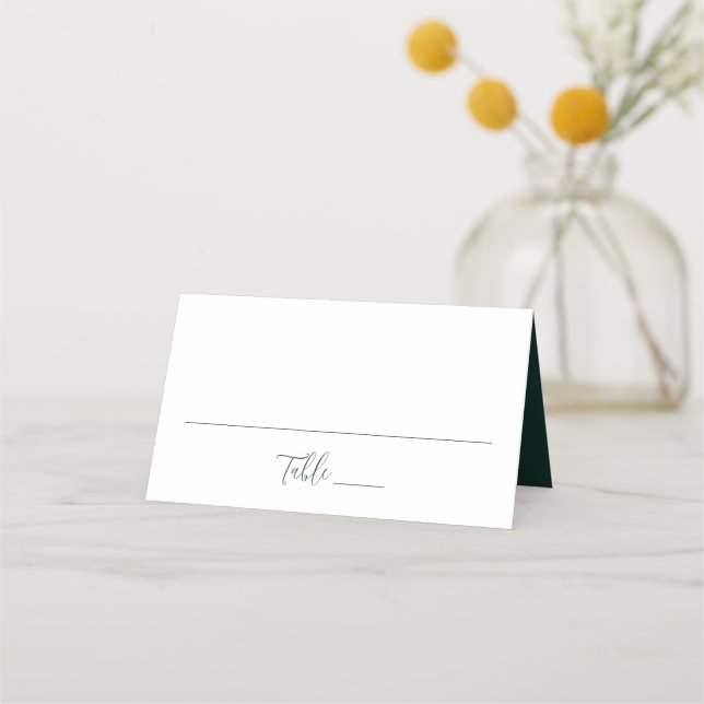 Cartão De Mesa Casamento de Letra Simples Floresta Verde (Frente)