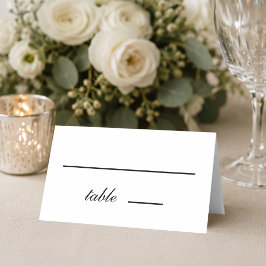 Cartão De Mesa Casamento de Letra Simples Minimalista Preto e Bra