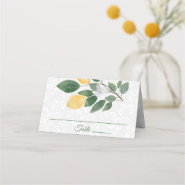 Cartão De Mesa Casamento de Limões Sicilianos em Aquarela