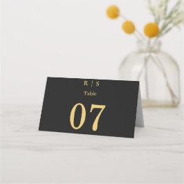 Cartão De Mesa Casamento de Luxo Preto e Dourado