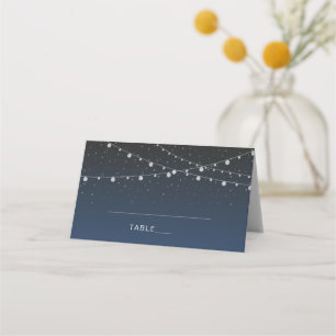 Cartão De Mesa Casamento de Marinho Celestial Azul de Noite Estre