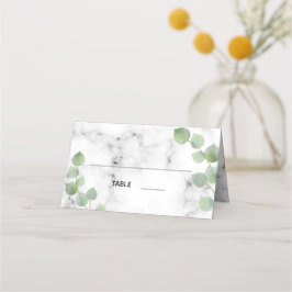 Cartão De Mesa Casamento de mármore Eucalyptus greenery