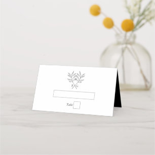 Cartão De Mesa Casamento de Monograma Botânico Rústico Minimalist
