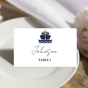 Cartão De Mesa Casamento de navio de cruzeiro náutico